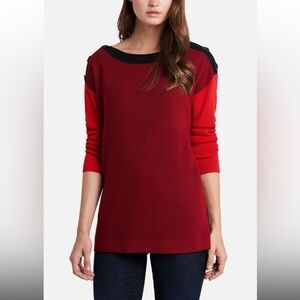 Vince Camuto Women's Colorblock Long Sleeve Knit Sweater Pullover Red XL NWT